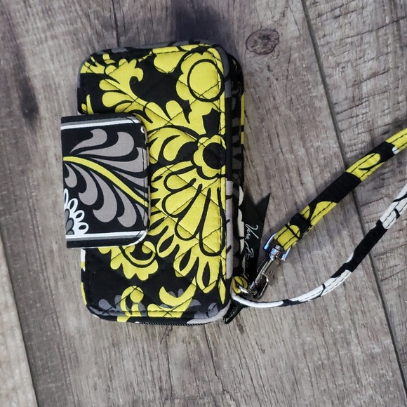 Vera Bradley Zip around wallet Baroque black yellow white floral - Picture 2 of 12
